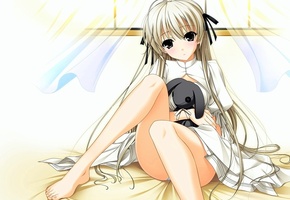 kasugano sora, девушка, Yosuga no sora, окно, игрушка, занавески