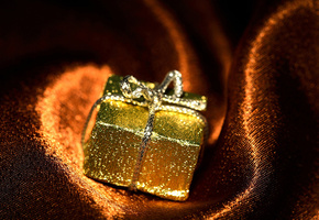 Фон, коробка, ткань, золото, сюрприз, лента, подарок