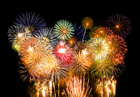 салют, небо, Фейерверк, огни, ночь