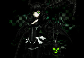 Black rock shooter, dead master, девушка, чёрные волосы