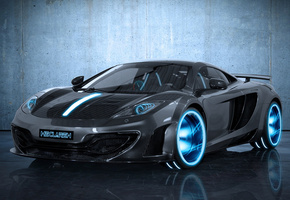 mp4-12c, чёрный, tr2n, карбон, black, Meclaren, макларен, tron, mclaren