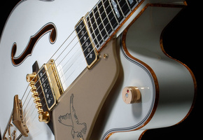 гитара, белая, фон, струны, инструмент, дека, Чёрный