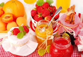 strawberry, Варенье, джем, корица, банки, клубника, jam