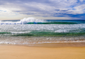 облака, песок, небо, пейзаж, море, пляж, Природа