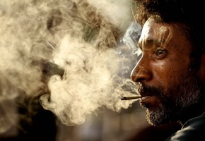 лицо, Мужчина, самокрутка, араб, дым
