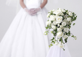 белое, платье, букет, настроение, Свадьба, розы