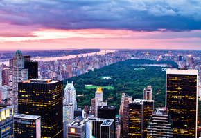 new york, Город, закат, центральный парк