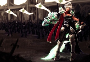 армия, девушка, riven, League of legends, размытость, меч
