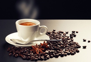 пряность, зерна, анис, чашка, белая, Кофе