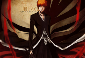 ichigo kurosaki, надпись, банкай, Bleach, аниме