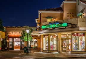 California, USA, Anaheim City, Buena Vista Street, Storefront, Night