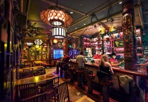 California, USA, Disneyland, Trader Sams, Bar, Interior, Food, Drink