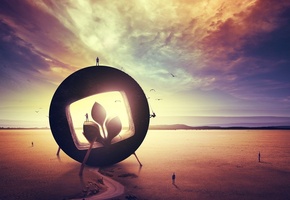 люди, облака, эмблема, пустыня, Desktopography, небо, дорога