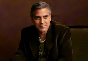 стул, сидя, мужчина, Арт, george clooney, артист, джордж клуни