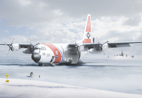 табличка, антарктида, пингвин, Самолет