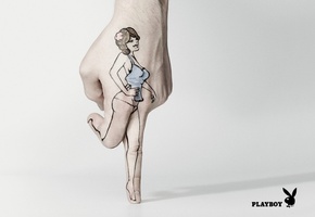 playboy, реклама, рисунок, стиль, Рука, эмблема, девушка