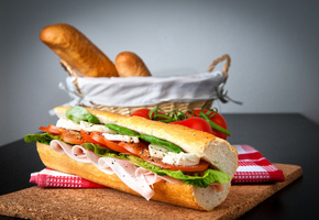 салат, сыр, хлеб, Тарелка, помидоры, ветчина, корзина