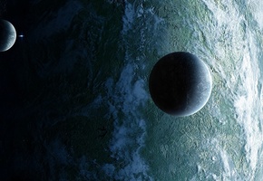 спутники, тень, свет, Планета