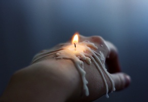 воск, фитиль, кисть, Рука, свеча, огонь