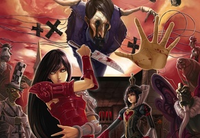 Alice madness returns, нож, алиса, dantewontdie, королева, арт