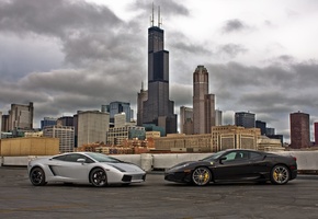 silver, chicago, феррари, f430, black, lamborghini, Ferrari, gallardo, ламборгини