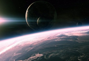 Космос, planets, свет, поверхность, space, планеты, light