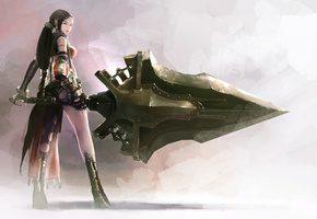 Арт, меч, клинок, оружие, девушка, фэнтези