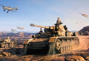 Рисунок, panzerkampfwagen iv, pz.kpfw. iv, немецкий, средний танк