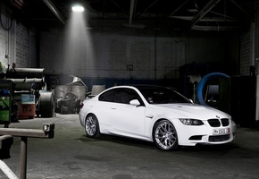 tuning, тюнинг, темнота, передок, гараж, м3, m3, белый, бмв, Bmw