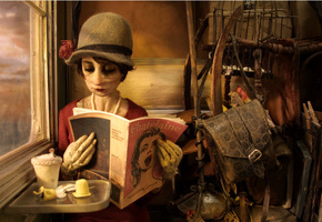 журнал, окно, мадам тутли-путли, Мультик, девушка