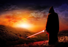 saber, Star wars, red