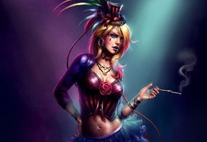 цирк, мундштук, сигарета, kimisz burlesque, Арт, девушка
