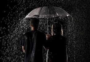 капли, зонт, Дождь, пара