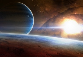 nebula, Планеты, star, art, туманность, космос, арт, space, звезда