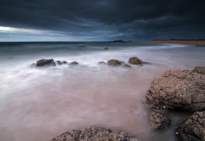 вечер, шотландия, море, тучи, Великобритания, небо