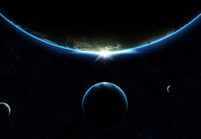 восход, планета, звезды, Sunrise