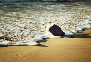 море, песок, камень, Макро, пляж, пена