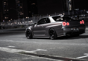 city, скайлайн, skyline.gtr, ночь, Nissan, город, ниссан, night
