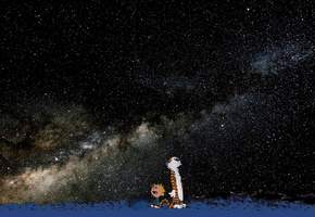 гоббс, кельвин и хоббс, тигр, звезды, Calvin and hobbes, мальчик