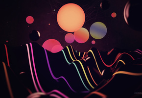 линии, Абстракция, рендеринг, цвета, круги, волны