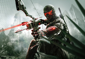 crytek, Crysis 3, нанокостюм, апокалипсис, город, лук, джунгли