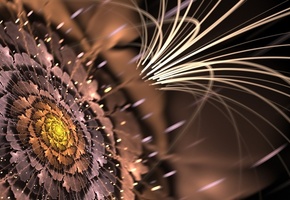 цветок, искры, Арт, лепестки, линии, сетка, неон