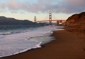 сан-франциско, beach, usa, california, Golden gate bridge, san francisco