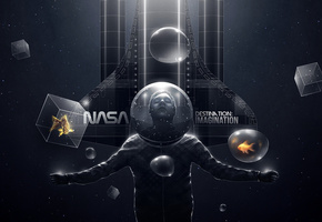 imagination, человек, destination, рыба, куб, рыбка, Арт, креатив