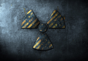 асфальт, знак, трещины, радиация, Радиоактивный знак