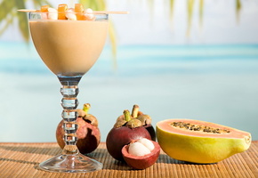 бокал, Коктейль, макро, фрукты, напиток, циновка