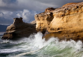 стихия, утес, скалы, море, прибой, волны, Природа