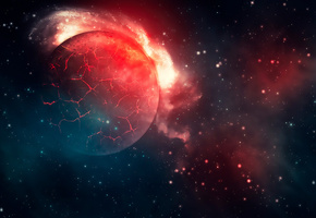 Космос, планеты, трещины, звезды