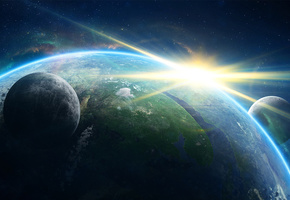 солнце, земля, планета, звезда, Космос, спутники