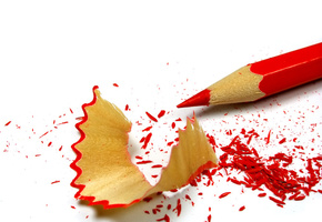 Карандаш, стружка, красный